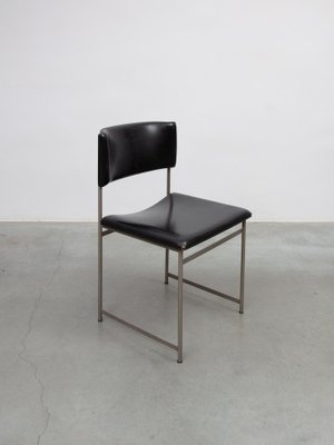 SM08 Dining Chairs in Black Leather attributed to Cees Braakman for Pastoe, 1960s, Set of 6-KL-1812105