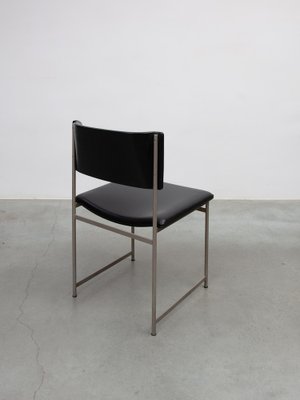 SM08 Dining Chairs in Black Leather attributed to Cees Braakman for Pastoe, 1960s, Set of 6-KL-1812105