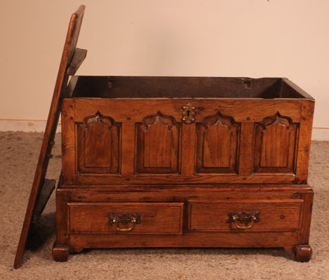 Small 18th Century English Chest in Oak-HPU-1057005