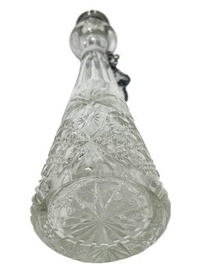 Small 19th Century Dutch Crystal Glass Cut Decanter with Silver-UCH-1746728