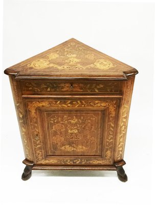 Small 19th Century Dutch Marquetry Corner Cupboard-UCH-1224703