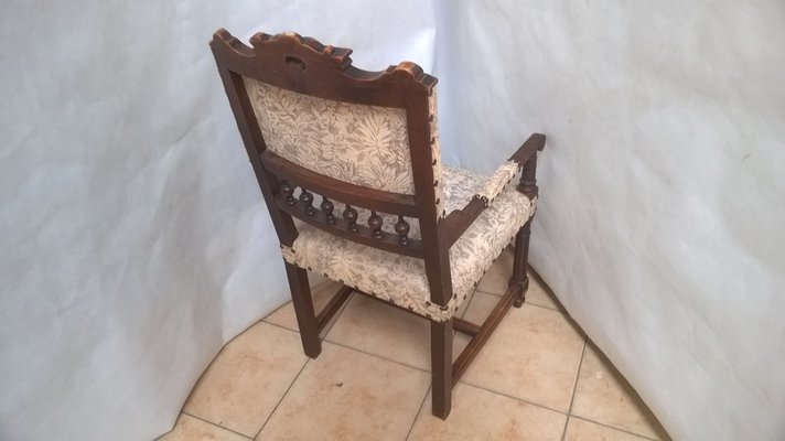 Small 19th Century Oak Throne Chair with Armrests, 1890s-WQQ-1420615