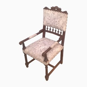 Small 19th Century Oak Throne Chair with Armrests, 1890s-WQQ-1420615