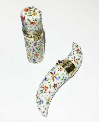 Small 19th Century Porcelain Enameled Scent Perfume Bottles, Set of 2-UCH-1224638