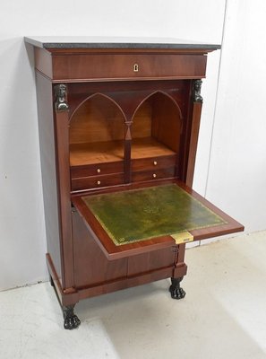 Small 19th Century Retour d’Égypte Mahogany Veneer Secretaire-RVK-581251