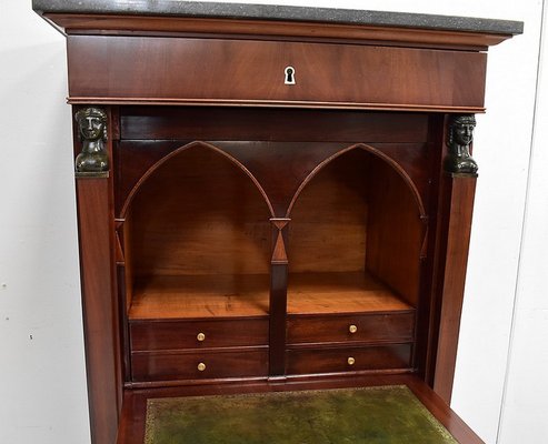 Small 19th Century Retour d’Égypte Mahogany Veneer Secretaire-RVK-581251