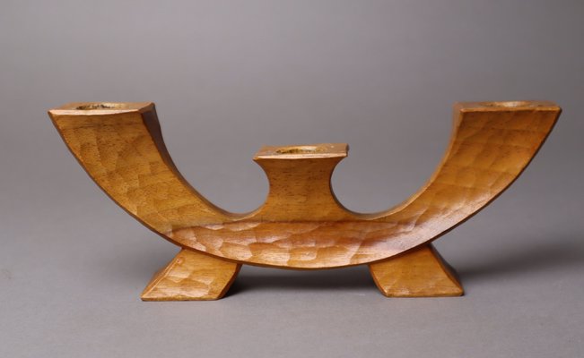 Small Anthroposophical Waldorf Candleholder in Carved Wood, 1940-ESB-1716314