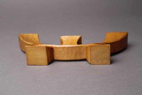 Small Anthroposophical Waldorf Candleholder in Carved Wood, 1940-ESB-1716314