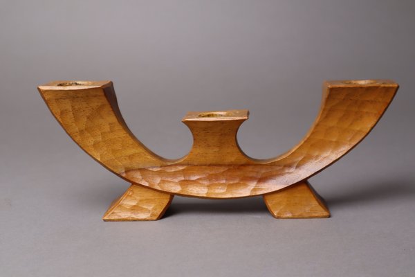 Small Anthroposophical Waldorf Candleholder in Carved Wood, 1940-ESB-1716314