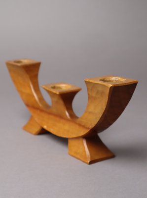 Small Anthroposophical Waldorf Candleholder in Carved Wood, 1940-ESB-1716314