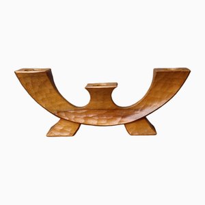 Small Anthroposophical Waldorf Candleholder in Carved Wood, 1940-ESB-1716314