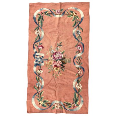 Small Antique Aubusson Flat Rug Tapestry-YMM-1061626