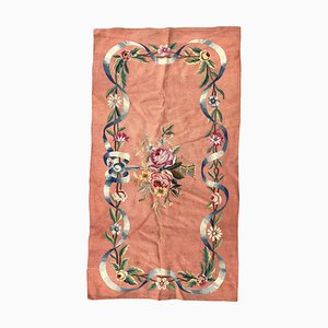 Small Antique Aubusson Flat Rug Tapestry-YMM-1061626