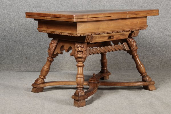 Small Antique Baroque Walnut Dining Table with Slate Top, 1850-DXD-2021911