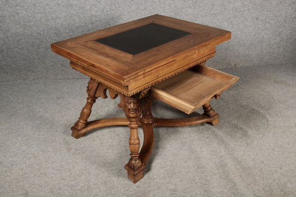 Small Antique Baroque Walnut Dining Table with Slate Top, 1850-DXD-2021911