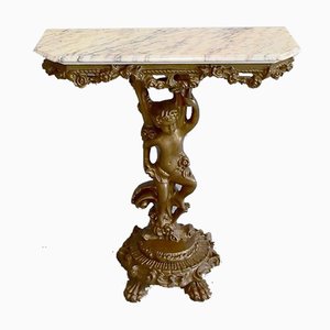 Small Antique Carved Console Table-RVK-757006