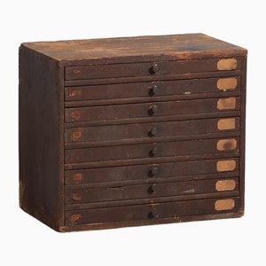 Small Antique Dark Brown File Cabinet, 1920-ZNJ-2035287