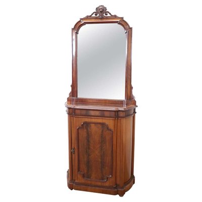 Small Antique Walnut Cabinet with Mirror, 1880s-DCO-988564