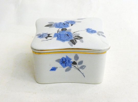 Small Art Deco Box with Floral Decor by K & G Lunéville, 1920s-RNR-1709070