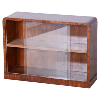 Small Art Deco Display Bookcase in Walnut and Glass, 1930s-WHY-1730576