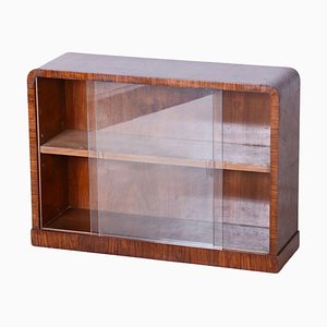 Small Art Deco Display Bookcase in Walnut and Glass, 1930s-WHY-1730576