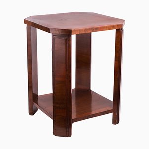 Small Art Deco Octagonal Walnut Veneer Side Table, 1930s-FSD-605618