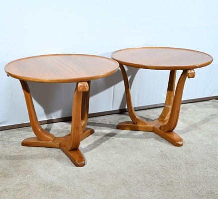 Small Art Deco Side Tables in Walnut and Merisier attributed to E.Arzani, 1930s, Set of 2-RVK-1735373