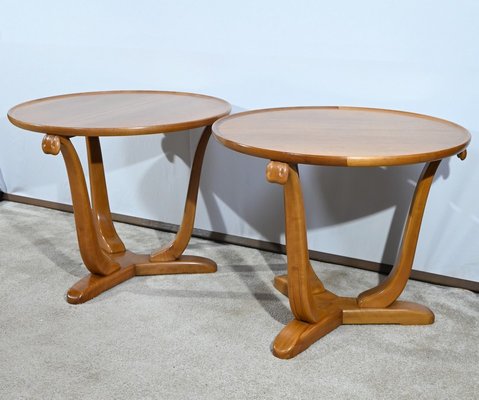 Small Art Deco Side Tables in Walnut and Merisier attributed to E.Arzani, 1930s, Set of 2-RVK-1735373