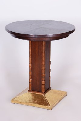 Small Art Deco Table in Oak and Brass, 1920s-WHY-1734273