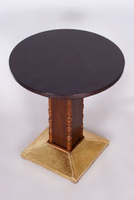 Small Art Deco Table in Oak and Brass, 1920s-WHY-1734273