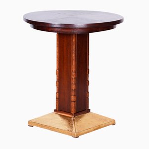 Small Art Deco Table in Oak and Brass, 1920s-WHY-1734273