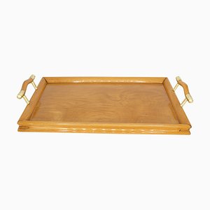 Small Art Nouveau Beech and Brass Tray-WFJ-1056915