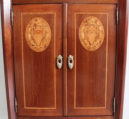 Small Art Nouveau Cabinet in Mahogany and Precious Wood, Early 20th Century-RVK-940947