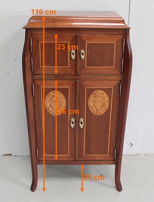 Small Art Nouveau Cabinet in Mahogany and Precious Wood, Early 20th Century-RVK-940947