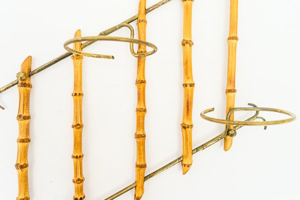 Small Bamboo and Brass Flowers Wall Shelf, Vienna, Austria, 1950s-SPD-1794170