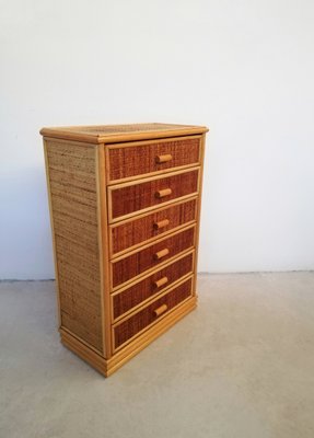 Small Bamboo & Rattan Chest of Drawers, 1970s-UIW-1210402