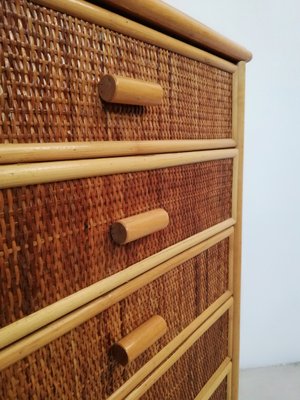 Small Bamboo & Rattan Chest of Drawers, 1970s-UIW-1210402