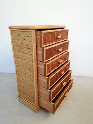 Small Bamboo & Rattan Chest of Drawers, 1970s-UIW-1210402