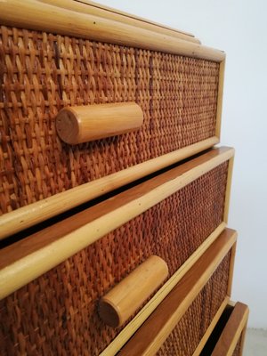 Small Bamboo & Rattan Chest of Drawers, 1970s-UIW-1210402