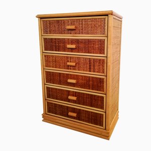 Small Bamboo & Rattan Chest of Drawers, 1970s-UIW-1210402