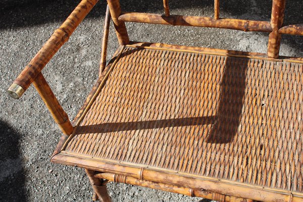 Small Bamboo Sofa with Brass, Italy, 1950s-EH-1094614