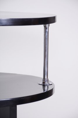 Small Bauhaus Black Round Side Table in Chrome-Plated Steel & Beech, 1930s-WHY-1767523