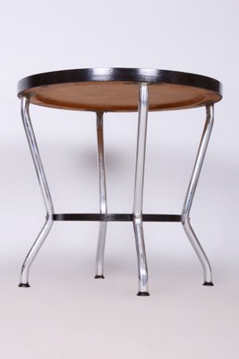 Small Bauhaus Table in Oak and Chrome attributed to Hynek Gottwald, Former Czechoslovakia, 1930s-WHY-1790799