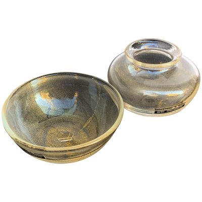 Small Bowls in Murano Glass with Gold from Arte Vetraria Muranese, Set of 2-JDR-1126281