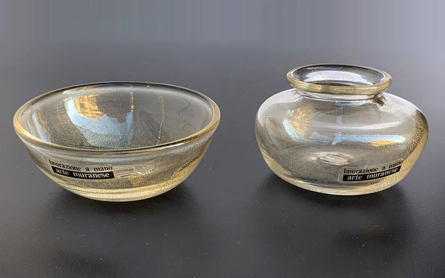 Small Bowls in Murano Glass with Gold from Arte Vetraria Muranese, Set of 2-JDR-1126281