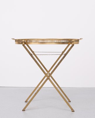 Small Brass Folding Serving Tray Table, France, 1970s-GCG-2032445