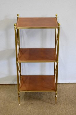 Small Brass Shelving with 3 Trays from Maison Jansen, 1970s-RVK-1060929