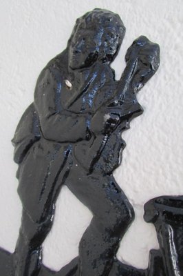 Small Cast Iron Violinist Plaque, 1970s-RDN-1725744