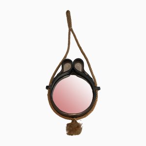 Small Ceramic and Rope Mirror, 1970s-BA-1622469