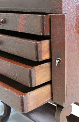 Small Chest of Drawers in Pine and Cracked Varnish, 1920s-RVK-1438366